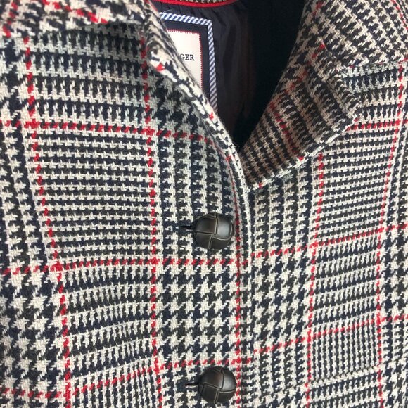Tommy Hilfiger American Classics Wool 60% -Blend Houndstooth 3/4 Length Coat - Picture 6 of 8